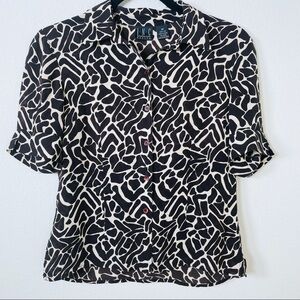 INC International Concepts Silk Animal Print Button Blouse Sz 4 Petite